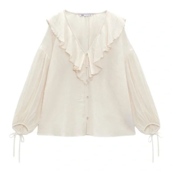 ZARA LIMITED EDITION RUFFLED ROMANTIC BLOUSE - Picture 2 of 8